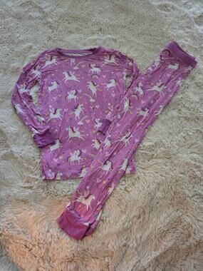 Little Sleepies Sienna's Unicorn Purple Bamboo 2 Piece pj set 7/8